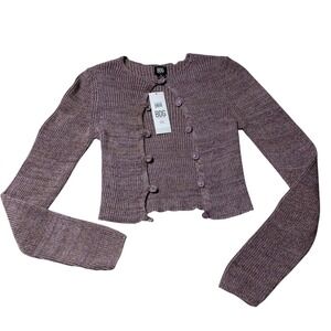 BDG Urban Outfitters Purple Knit Cardigan Cropped Button Up Sweater Size‎ S